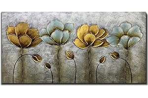 Yotree Paintings, 24x48 Inch Paintings Elegant Flowers Oil Hand Painting Painting 3D Hand-Painted On Canvas Abstract Artwork Art Wood Inside Framed Hanging Wall Decoration Abstract Painting