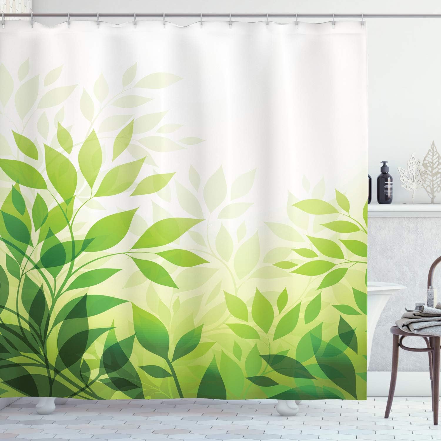 Ambesonne Leaf Shower Curtain, Modern Style Abstract