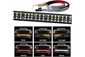 504LEDS Triple Row Tailgate Light Bar, 60 Inch Tail Strip Light Bar for Trucks Pickup Trailer SUV RV VAN, with 4-Way Flat Con