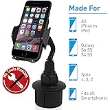 Macally Adjustable Automobile Cup Holder Phone Mount for iPhone 7 7 Plus 6s Plus 6s 5s 5c Samsung Galaxy S7 Edge S6 S5 Note 5, iPod, Smartphones, MP3, GPS etc (MCUPMP)
