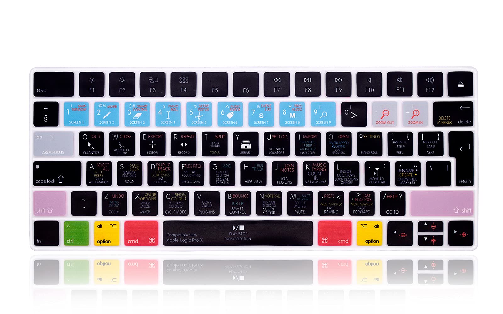 XHLWZR EU/UK Logic Pro X Shortcuts Hotkey Silicone Keyboard Cover Skin for iMac Magic Keyboard and Magic Keyboard 2(U.S Version, Model: MLA22L/A-A1644)