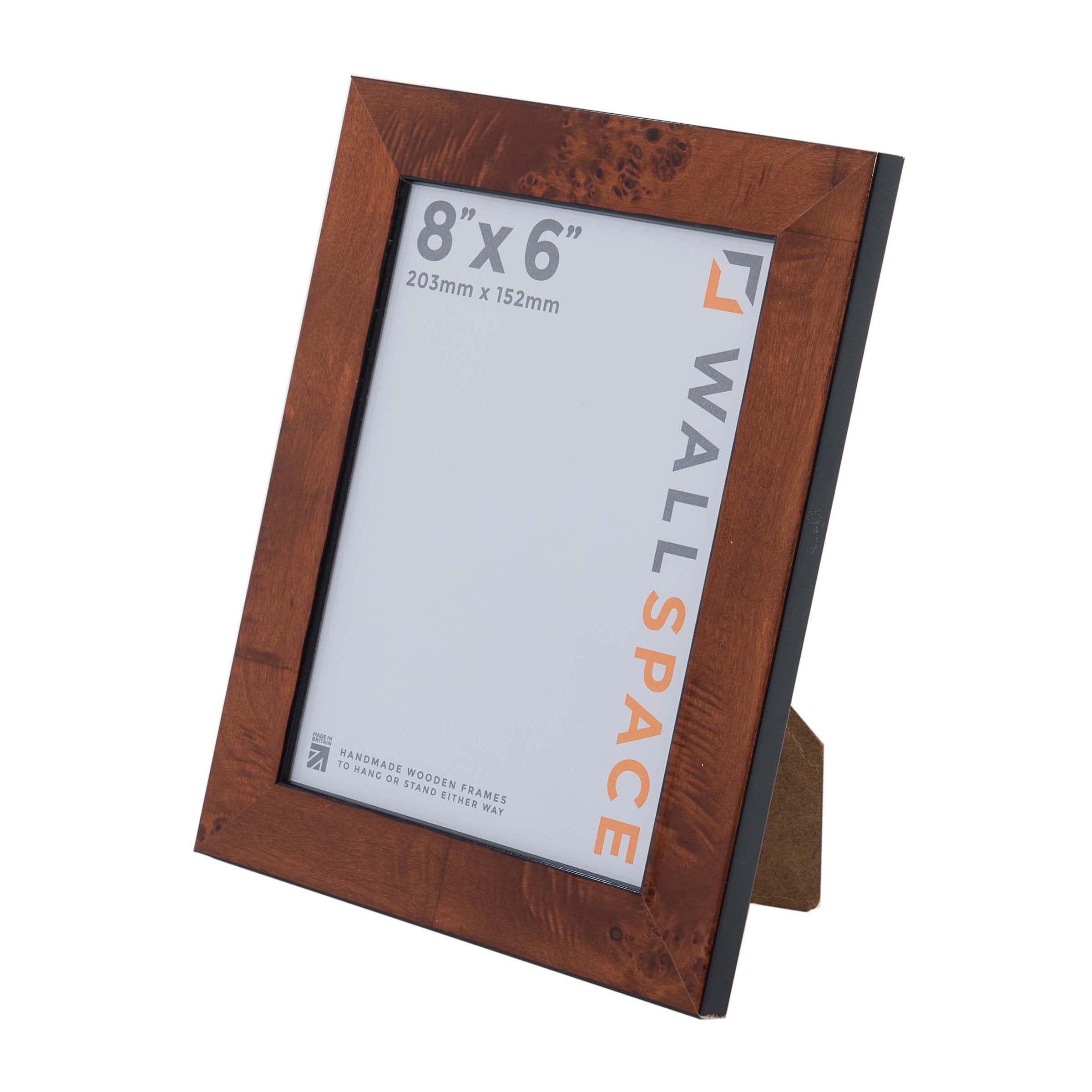 Wall Space 8x6 Walnut Picture Frame | Walnut 6x8 Photo Frame | 8 x 6 inch | 203x152mm | 20.3x15.2cm | Real Wood with Glass | Handmade Wooden Made in UK
