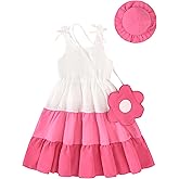 Yhnslsf Toddler Girls Summer Dresses, Casual Sleeveless Dress Little Girls Bowknot Sling Sundress 3-Piece Outfits Size 2-8T
