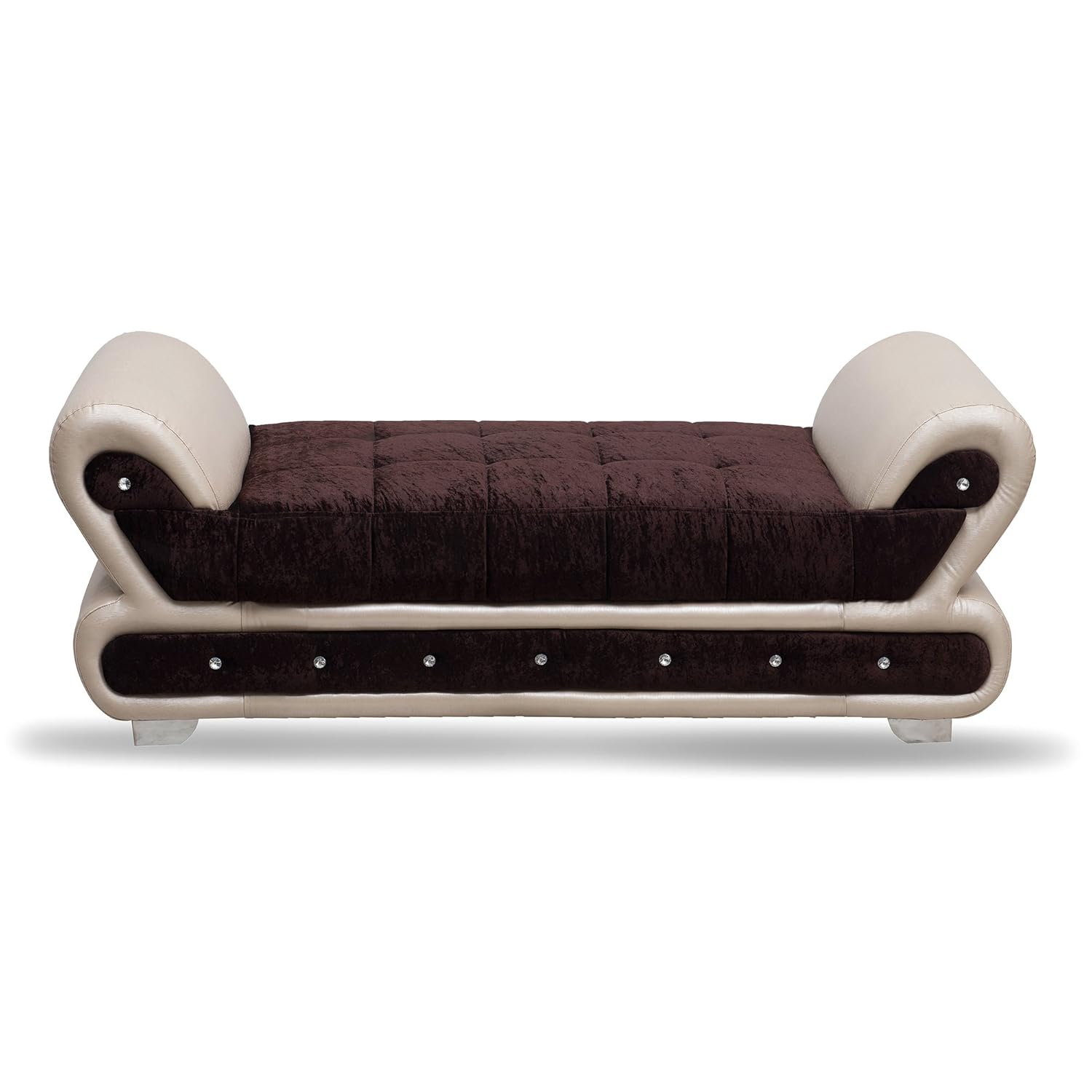 Fabsy Interiors Solid Wood 2 Seater Backless Sofa Beige Standard