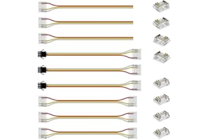 PAUTIX 12mm Connectors for RGB Smart IC COB LED Strip Light,3-Pin Solderless Terminal Connection Kit,Dual-End Extension Connector,Strip to Male Plug Connector,Gapless Connector,Strip to Wire Connector