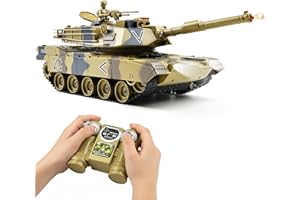 KAIM 1/24 RC Tank,Remote Control Tank for Boys with Smoke, Lights & Sounds,2.4GHz US M1A2 Abrams Army Model,Military Toys Gift for Kids Ages 6+