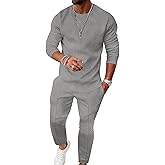 UOUA Mens 2 Piece Sweatsuits Set Long Sleeve Sweatshirt Jogging Sweatpants Tracksuits Outfits