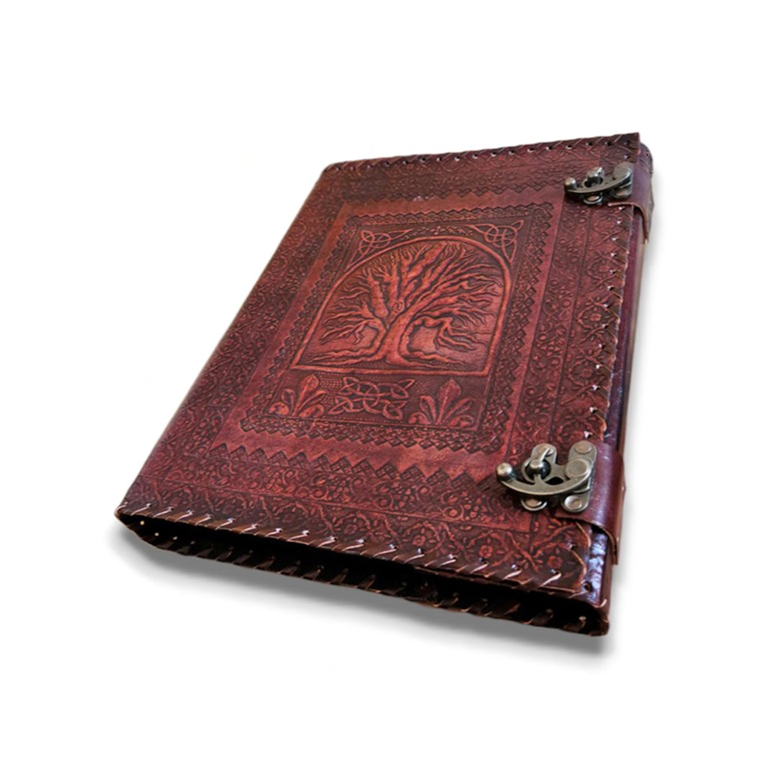 Finun-Lthr Tree of Life 13X10 Inch Leather Journal Folder Ring Binder Brown (3 Ring Binder)