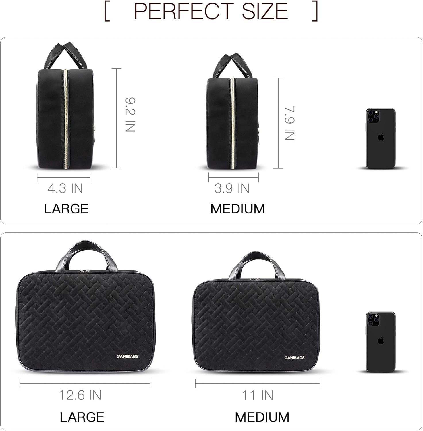 Travel Toiletry Bag for Women, Water-resistant Hanging Makeup Bag, Large Capacity Travel Cosmetic Bag Organizer for Accessories, Full Sized Container, Toiletries: Clothing