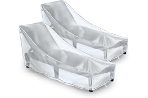 IndigoTempest9 Patio Chaise Lounge Covers, PVC Outdoor Furniture Covers, Pool Lounge Chair Cover, 2 Pack (Frosted, 76L x 32W x 32H inches)