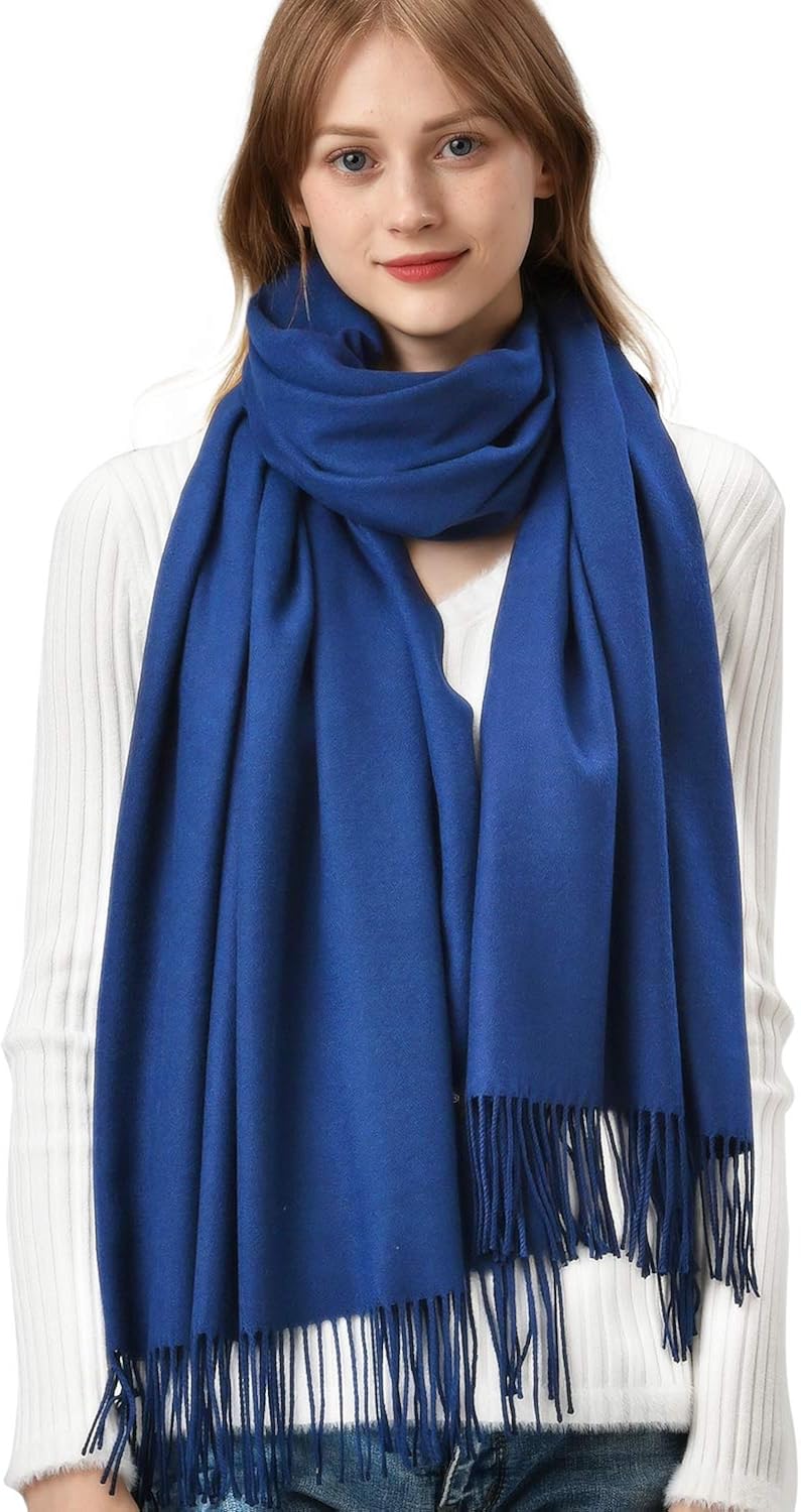 FURTALK Womens Scarf Ladies Pashmina Shawls and Wraps Large Soft Warm Blanket for Gifts Winter, Royal Blue - Image 4