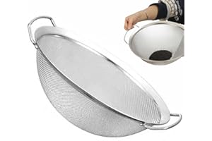 Fine Mesh Strainer, 10 Inch Diameter Stainless Steel Strainer, Portable Mesh with Handle, Easy to Clean Rice for Kitchen with