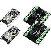 2 Set ESP32 Development Board Type C 38Pin Narrow Version WiFi + Bluetooth Microcontroller ESP-32 ESP-32S Board ESP-32 with ESP32 Breakout Board GPIO 1 into 2 Terminal Screw Board