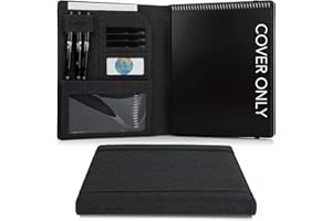Kaitiaki Folio Cover Compatible with Rocketbook Flip, Organized Portfolio with Pen Loop, Business Card Holder, Zipper Pouch Support Mini Size Notebook, Waterproof, Letter Size, Black