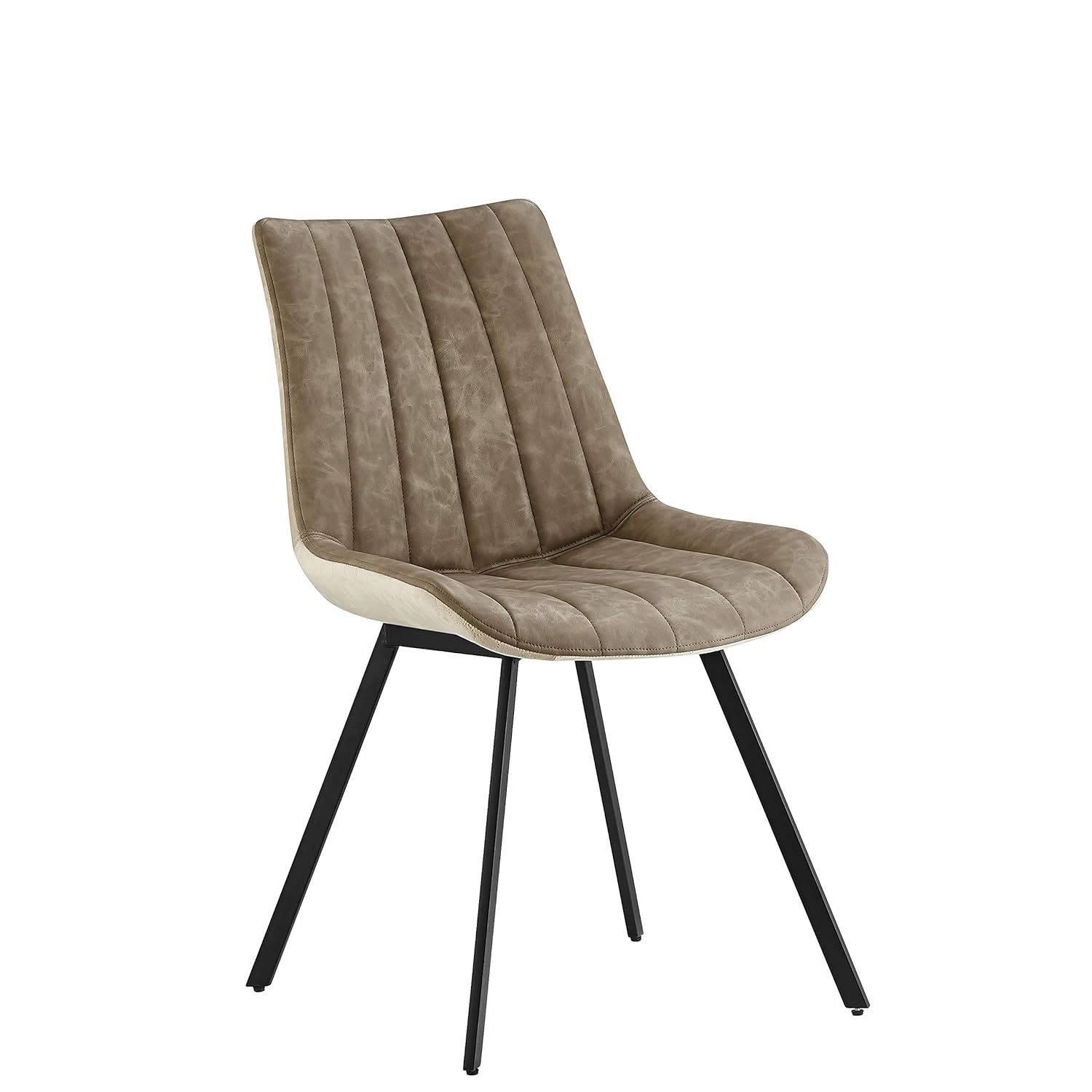 Beige Folkbury Retro Style Chair Chaise Scandinave Simili Cuir Avec Tissu De Velours Ensemble De 2 Chaises Pour Salle A Manger Salon Cuisine Chaises