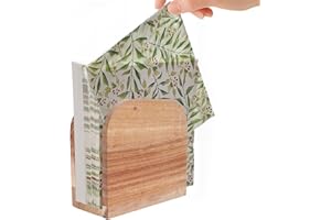Wooden Napkin Holder Upright Burning Finish Vertical Paper Napkin Decorative Storage Dispenser Ergonomic for KitchenStanding 