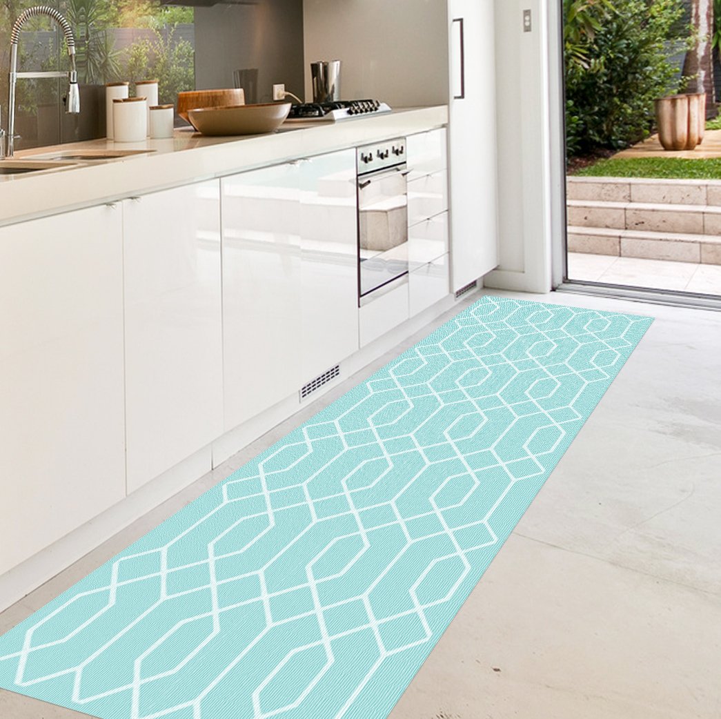 Viniliko Carpet Hexagon, Vinyl, Turquoise, 66 x 180 x 3 cm