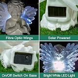 GardenKraft Solar Powered LED Angel Light with Fibre Optic Wings 19cm view 5