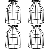 XIDING Farmhouse Vintage Industrial Metal Wire Cage, Old Open Style Lamp Guard Adjustable for Hanging Pendant Lighting, Perfe