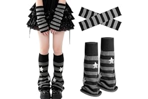 Y2K Leg Warmers for Women with Star Arm Warmers for Girls Women Cute Knitted Leg Warmers Retro Accessories Winter Warm Essent