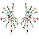 Irregular Crystal Stud Earrings for Women Firework Cubic Zirconia Rhinestone Hypoallergenic Statement Earrings for Wife Mom Her