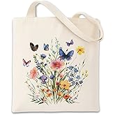 Geondos Floral Canvas Tote, Women Weekend Bags, Reusable Grocery Canvas Bag, Large Two Sided Printing Tote Bags