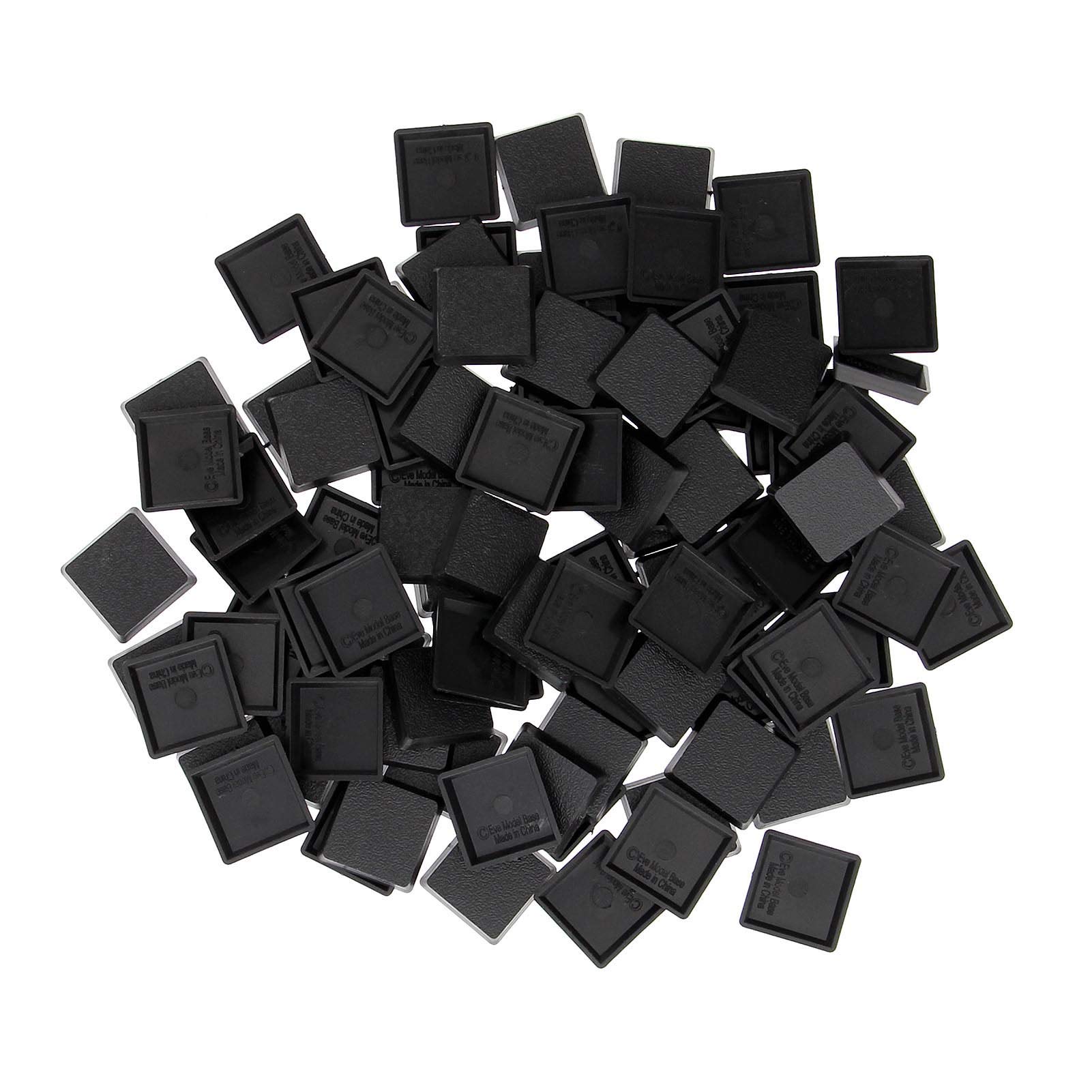 Evemodel 100pcs 25mm Square Model Bases for Wargames Table Games Plastic Black