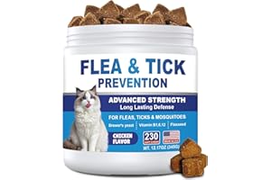 COLEAZE Flea and Tick Prevention for Cats Chewables 230 Soft Treats - Flea and Tick Chews Supplement, Vet Recommended Supplement Chews, Skin & Coat Support for Cats, Kitten, All Breeds & Sizes