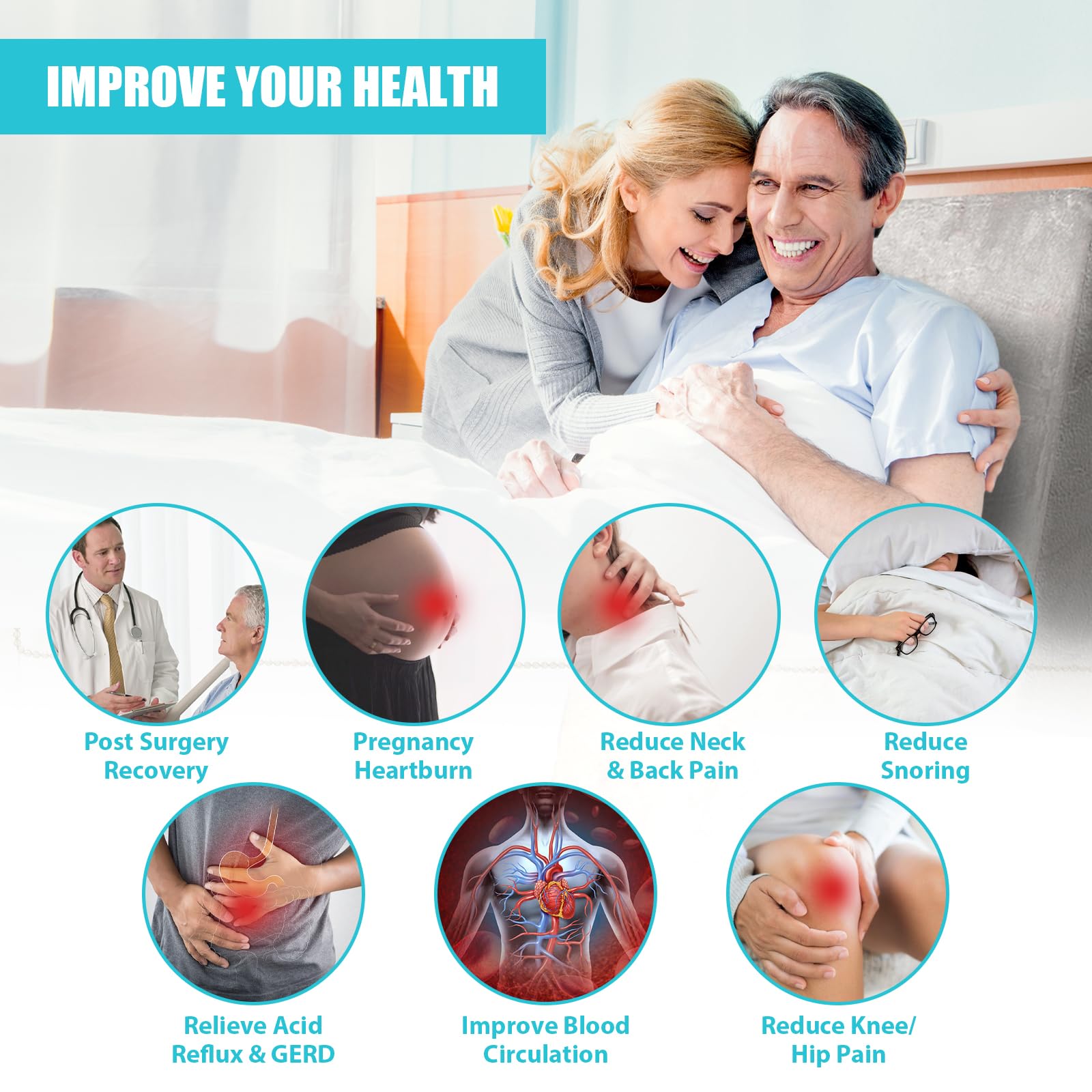 Foam Bed Wedge Pillow Set - Reading Pillow & Back Support Wedge Pillow for Sleeping - 2 Separated Sit Up Pillows - Angled Bed Pillow, Triangle Pillow for Back and Legs Support Gray