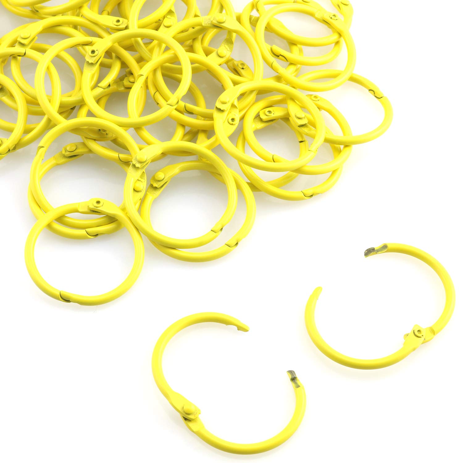 Lind Kitchen 50pcs 1" Book Ring Metal Loose Leaf Ring,Book Binder Hinged Buckle Rings Scrapbook Sketchbook Craft Photo Album DIY Binding Ring 25mm(Yellow)