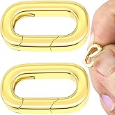 CTEAKOP 2 Pcs Gold Clasp for Necklace, Oval Bracelet Necklace Shortener Clasps and Closures, Jewelry Pendant Clasp for Jewelry Making