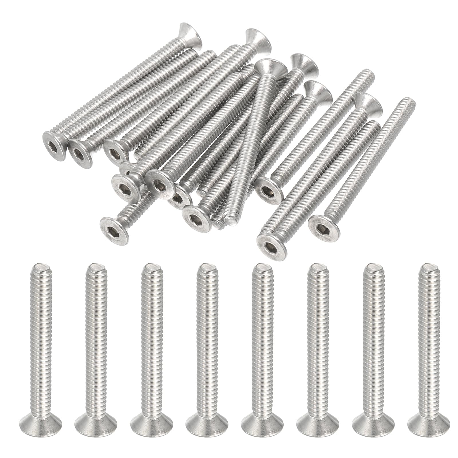 PATIKIL #10-24 x 2 Inch Flat Head Socket Cap Screws, 20 Pack 304 Stainless Steel Flat Countersunk Bolts Hex Socket Drive Machine Screws Full Thread Coarse Thread UNC Grade 6.8 — image 1