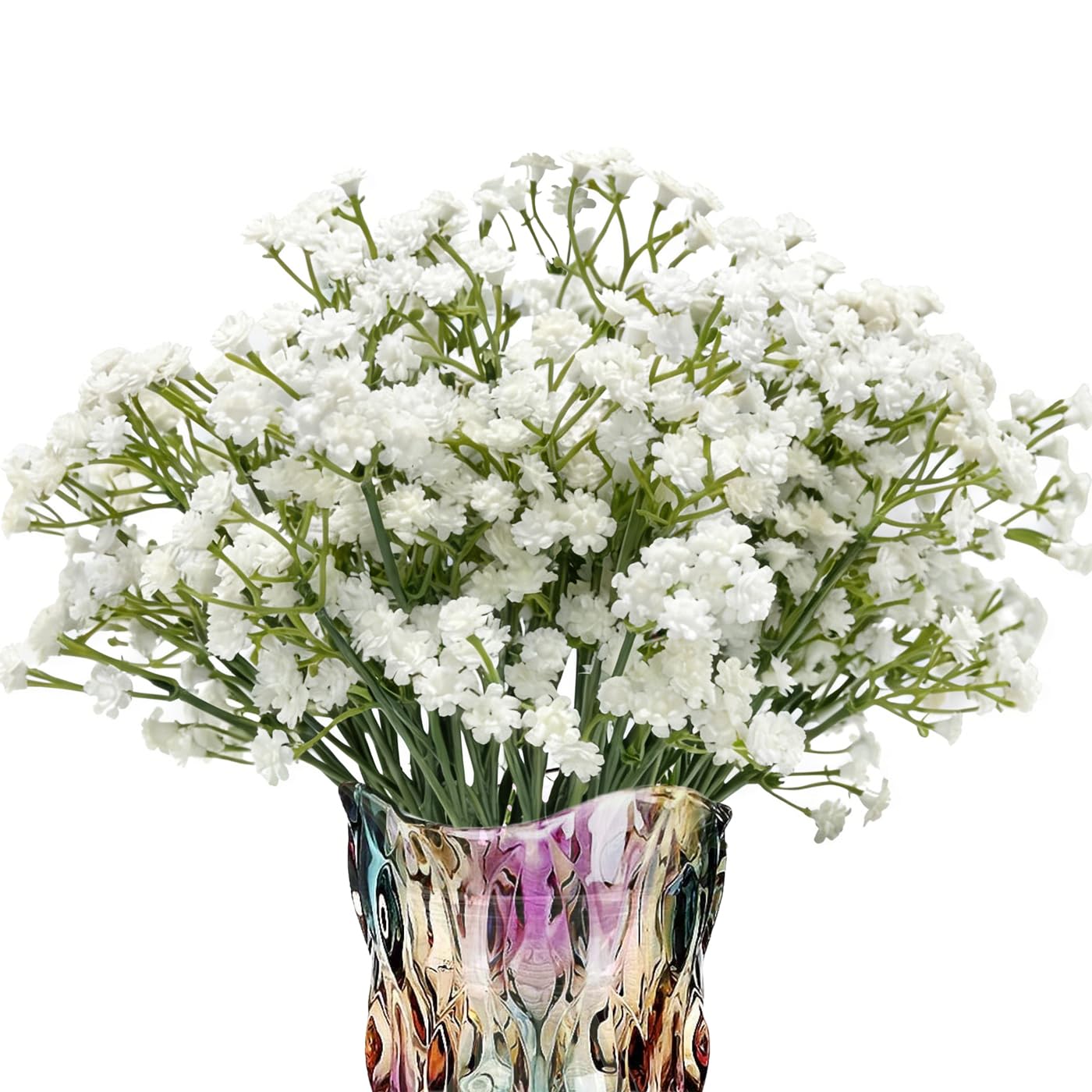 LYRWI 6-Pcs 21” Secure-Stem Realistic Artificial White Babys Breath (Gypsophila) Flowers with No-Shedding Design — Perfect for Wedding Centerpieces, Home Decor & Vase Fillers