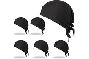 6 Pieces Do Rags Sweat Wicking Beanie Cooling Durags Skull Cap Motorcycle Head Wrap Bandana for Men Women