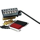Guyker Guitar Tremolo Bridge String Spacing 10.8MM with Brass Roller Saddle and Brass Block &amp; Spring and Claw, Pop-In Vibrato Bar, Complete Install Kit, GG1009A-T Black