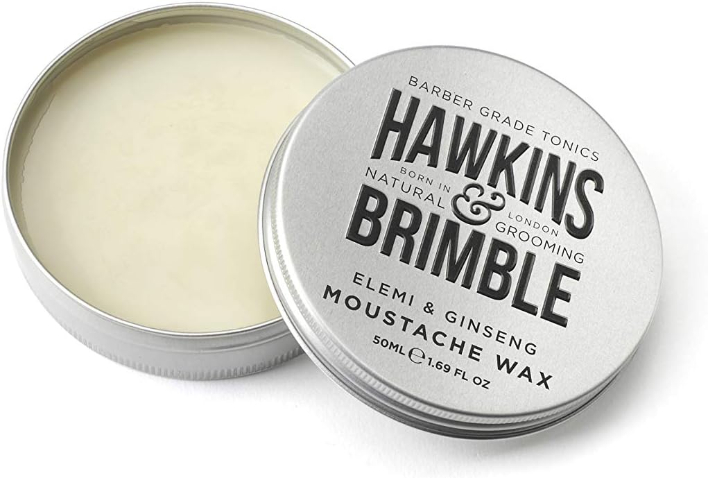 Hawkins & Brimble Mustache Styling Wax 50ml / 1.69 fl oz - Strong Nutrient Rich Stimulates Moustache Beard Growth Made With Natural Ingredients | Bespoke Aroma Award Winning Grooming Products