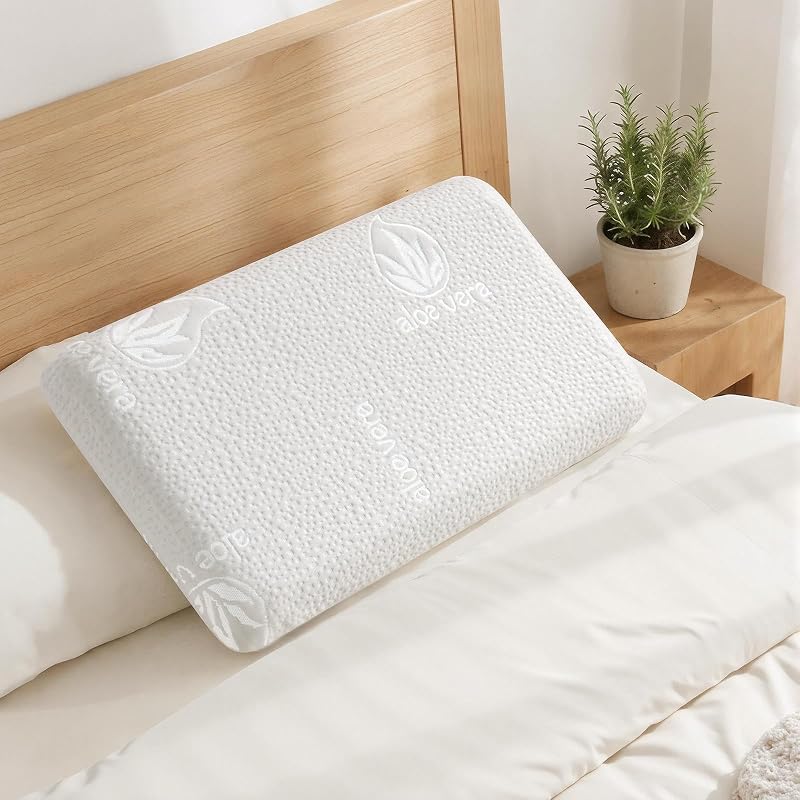 Almohada Viscoelástica 70 cm, Núcleo Compacto, Tejido Aloe Vera, Soporte Cervical Ergonómico, Memory Foam Adaptable Cuello, Funda Cremallera Lavable - 40x70 cm — foto 6 de 6