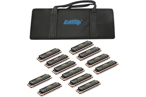 East top Harmonica Set of 12, Blues Harmonica 10 Hole 20 Tone Mouth Organ Diatonic Harmonicas for Adults, Professionals, Begi