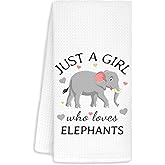 Just A Girl Who Loves Elephants Kitchen & Bath Towels - Elephant Decor, 16x24 Inch Hand & Dish Towels for Kitchen & Bathroom Decor