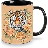opshksog Tiger Coffee Mug Ceramic Tea Cup With Handle Funny Porcelain Mugs for Women Dishwasher Microwave Safe 11oz