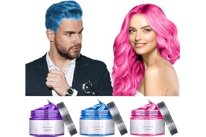JEBOUSIKE Temporary Hair Color Wax, Hair Color Dye Gift for Girls Kids Age 4 5 6 7 8 9 10+, 3 Color Men&Women Hair Styling Clays Strong Hold Pomade for Birthday Christmas Cosplay(Blue+Pink+Purple)