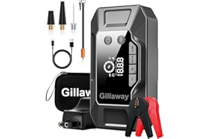 GILLAWAY Q11 4000A Car Jump Starter with Air Compressor Combo 150PSI, Portable Car Battery Jump Starter Battery Pack (10L Gas/8.0L Diesel), ChargerTire Inflator LED Light (4000A)