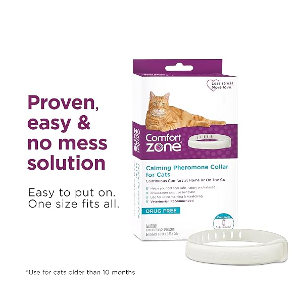 COMFORT ZONE CAT CALMING COLLAR VALUE PACK: 4 30-DAY CALMING COLLARS FOR 120 DAYS OF CALM; CAT PHEROMONES HELP ANXIETY, REDUCE STRESS, URINE MARKING, SCRATCHING; INDOOR OR OUTDOOR CATS; LONG-LASTING