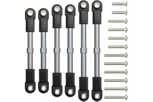 HobbyMarking 6Pcs Adjustable Aluminum Turnbuckles Camber Links Set for Traxxas Slash 4X4 2WD / Rustler/Stampede/Hoss/Bandit 1/10 RC Short Course Trucks Replacement Upgrade Accessories (Titanium)