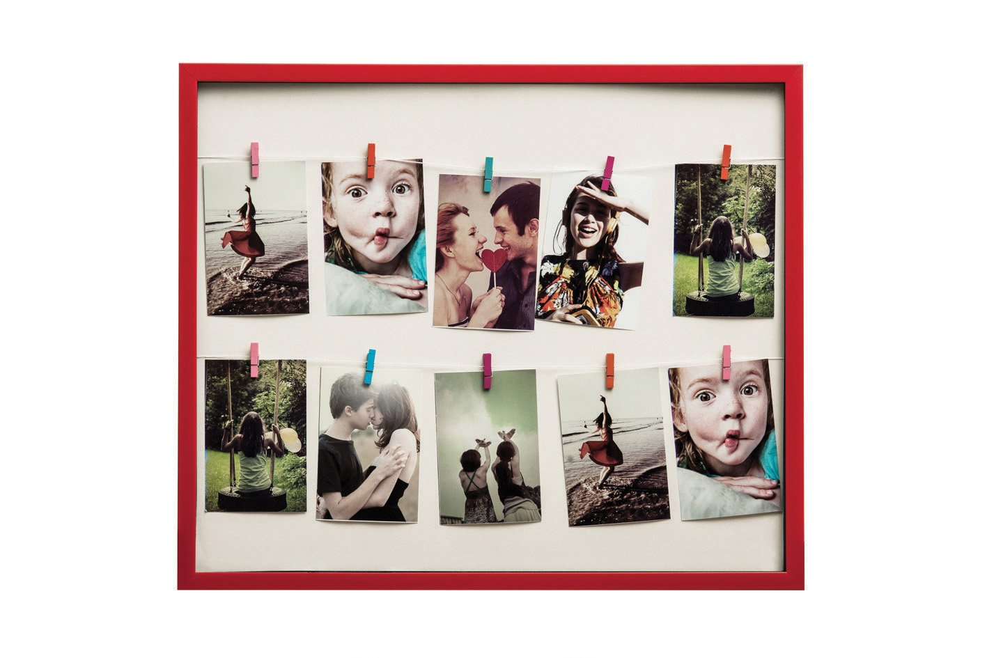 Premier Housewares 10-Peg Washing Line Photo Frame, Red