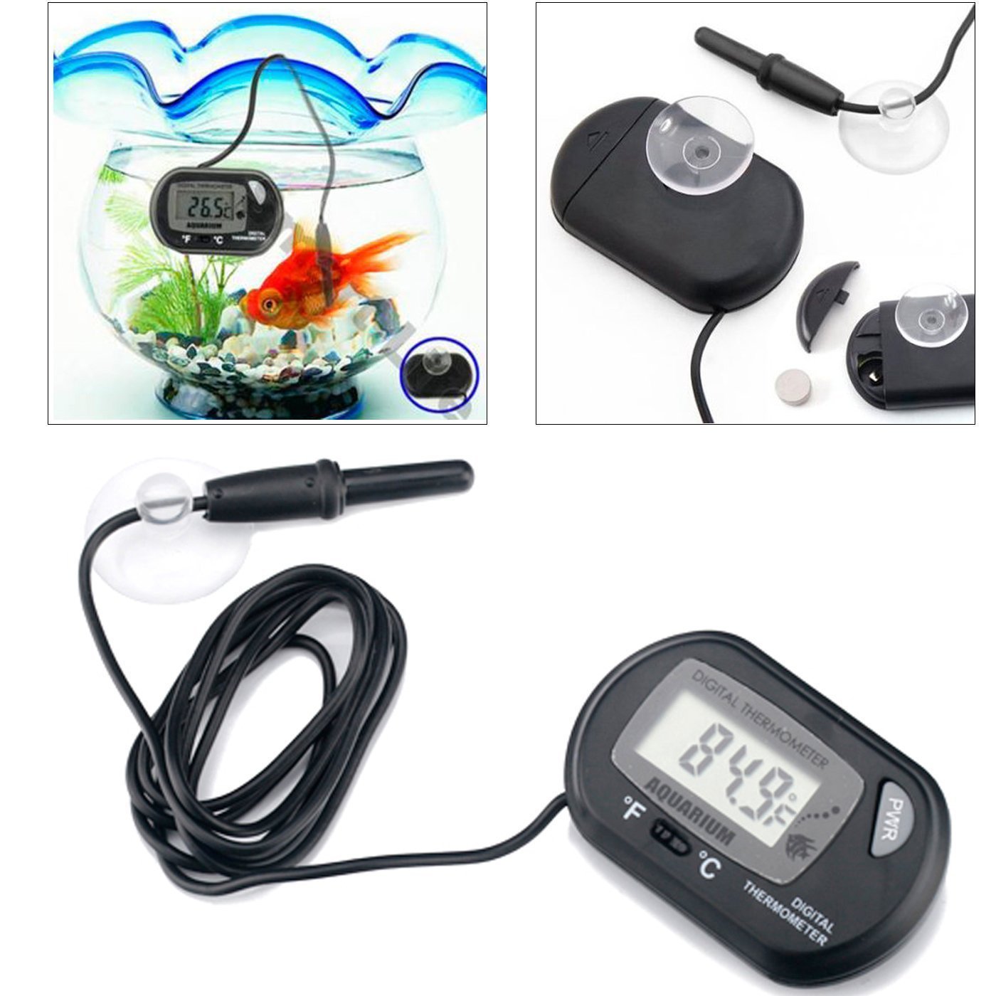 AUTIDEFY LCD Digital Aquarium Thermometer Fish Tank Water Terrarium Temperature (3 Pack)