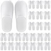Celmuron 24 Pairs Disposable Slippers for Guests – Soft Fleece Surface, Individually Wrapped Bulk Spa Slippers for Hotel, Travel, Beauty Salon, Home Use(White)