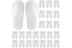Celmuron 24 Pairs Disposable Slippers for Guests – Soft Fleece Surface, Individually Wrapped Bulk Spa Slippers for Hotel, Travel, Beauty Salon, Home Use(White)