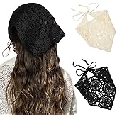 HAIMEIKANG Floral Crochet Hair Bandanas Headscarf 2 PCS Women Hair Scarf Daisy Headband Vintage Head Kerchief for Girls