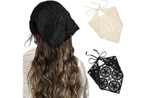 HAIMEIKANG Floral Crochet Hair Bandanas Headscarf 2 PCS Women Hair Scarf Daisy Headband Vintage Head Kerchief for Girls